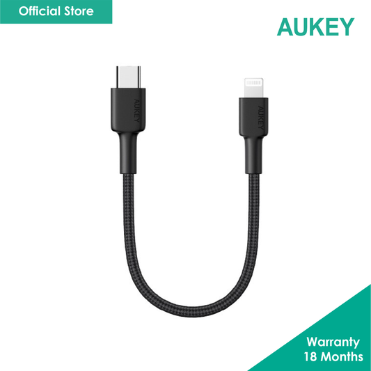 AUKEY CB-CL12 Braided Nylon USB-C to Lightning Cable (18cm/0.59ft)